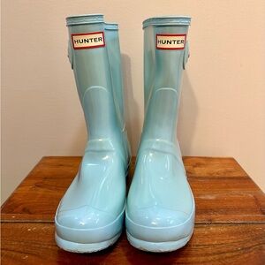 Hunter Women’s Original Short Gloss Rain Boots “Pale Mint” Size 6